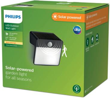 Philips LED-zonne-wandlamp Yarixa, bewegingsmelder zwart