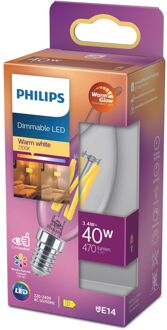Philips Ledfilamentlamp Kaars - D3,5cm - Dimbaar - Warm Wit - E14 - 3,4w