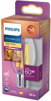 Philips Ledfilamentlamp Kaars - D3,5cm - Dimbaar - Warm Wit - E14 - 5,9w