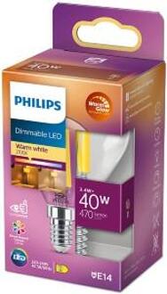 Philips Ledfilamentlamp Peertje Classic - D4,5cm - Dimbaar - Warm Wit - E14 - 3,4w