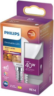 Philips Ledlamp Peertje - D4,5cm - Dimbaar - Warm Wit - E14 - 3,4w