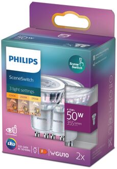 Philips Ledspot Sceneswitch - Warm Wit - Gu10 - 5w - 2 Stuks