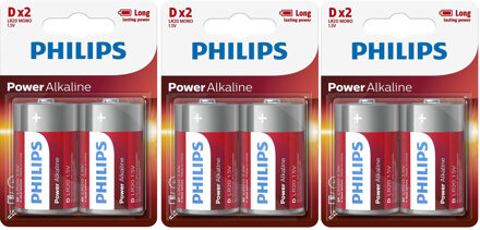 Philips LR20 D Powerlife batterijen - 6x stuks - grote batterijen - long lasting