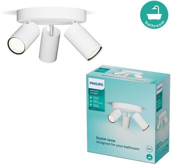 Philips Opbouwspot Badkamer Idris - Wit - ⌀22cm - 3xgu10