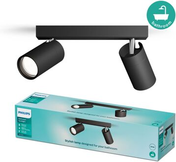 Philips Opbouwspot Badkamer Idris - Zwart - 2xgu10