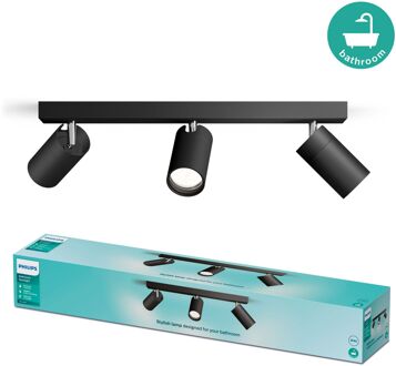 Philips Opbouwspot Badkamer Idris - Zwart - 3xgu10