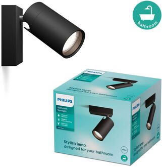 Philips Opbouwspot Badkamer Idris - Zwart - Gu10