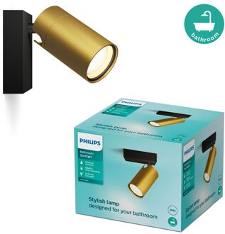 Philips Opbouwspot Badkamer Idris - Zwart, Mmessing - Gu10