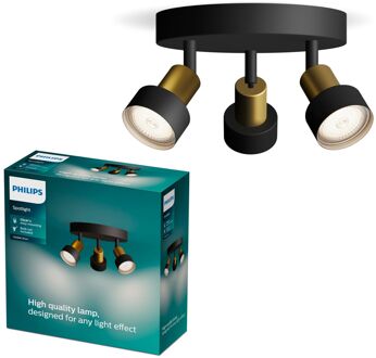 Philips Opbouwspot Conduit Zwart Messing ⌀22cm 3xgu10