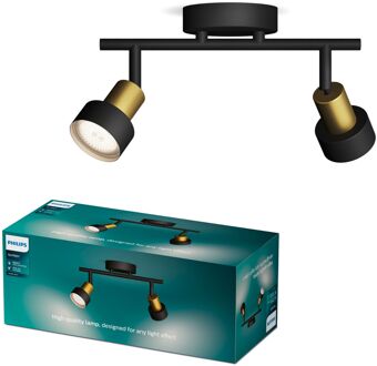 Philips Opbouwspot Conduit Zwart Messing 2xgu10
