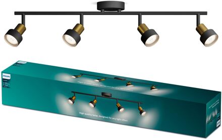 Philips Opbouwspot Conduit Zwart Messing 4xgu10