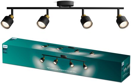 Philips Opbouwspot Niall Zwart Messing 4xgu10