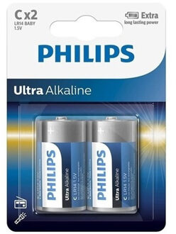 Philips Phillips Ll Batterijen R14 1,5 Volt 2 Stuks - Ultra Alkaline Batterijen