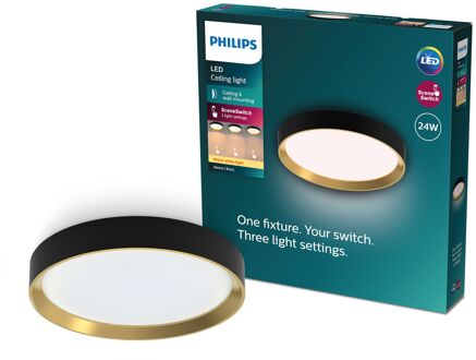 Philips Plafondlamp Hanno - Zwart, Messing - 38cm - 24w