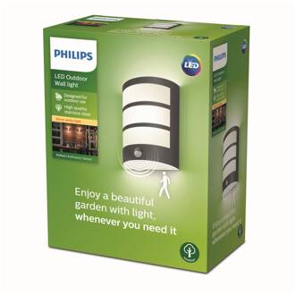 Philips Python LED buitenwandlamp 2.700 K sensor antraciet