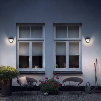 Philips Serres myGarden - zwarte buitenwandlamp zwart, wit