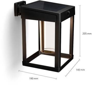 Philips Solar-sensorwandlamp Camill zwart/helder 14 x 14 cm zwart, helder