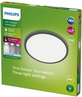 Philips SuperSlim LED IP54 Ø 25cm 4.000K zwart