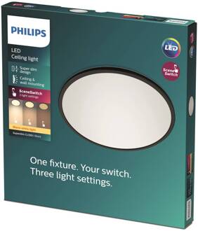 Philips SUPERSLIM Plafondlamp LED 1x18W/1500lm Rond Zwart