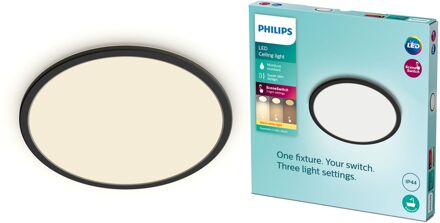 Philips SUPERSLIM Plafondlamp LED 1x18W/1500lm Rond Zwart