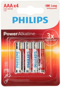 Philips Triple A batterijen - Power Alkaline - AAA - set 4x stuks Multi