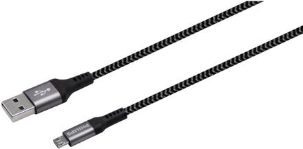 Philips Usb Kabel 2.0 - Dlc5204u/00 - Usb-a - Micro Usb - Lengte: 1,2 Meter - Nylon - Zwart