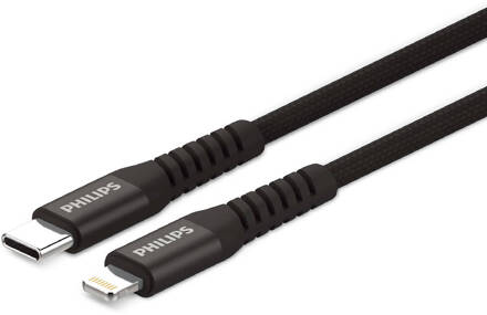 Philips Usb Kabel 3.0 - Usb-c - Lightning - Voor Iphone - Lengte: 1,2 Meter - Zwart - Nylon