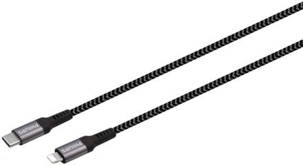 Philips Usb Kabel 3.0 Usb-c Naar Lightning Lengte: 2 Meter Premium Nylon