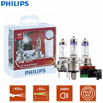 Philips X-treme Vision H1 H4 H7 H11 9003 9005 9006 HB2 HB3 HB4 XV 12V +100% More Bright Light Car Halogen Headlight Lamp (Twin)