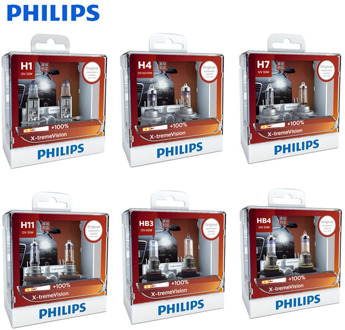 Philips X-treme Vision H1 H4 H7 H11 9003 9005 9006 HB2 HB3 HB4 XV 12V +100% More Bright Light Car Halogen Headlight Lamp , X2