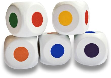 Philos Houten Kleurendobbelstenen Stip - 16mm (5 stuks)