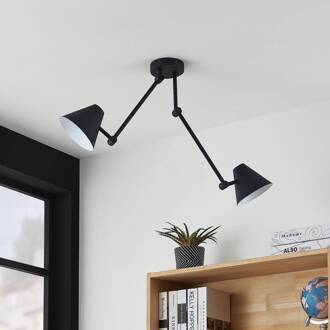 Phina plafondlamp in zwart, 2-lamps zandzwart, wit