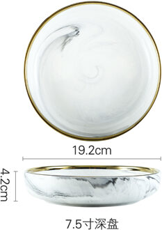 Phnom Penh Marmer Servies Keramische Plaat Thuis Plaat Servies Set Restaurant Decoratieve Servies Ronde Schalen en Borden Sets 19.2x4.2cm