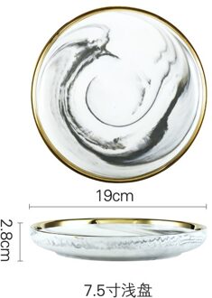 Phnom Penh Marmer Servies Keramische Plaat Thuis Plaat Servies Set Restaurant Decoratieve Servies Ronde Schalen en Borden Sets 19x2.8cm