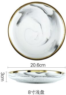 Phnom Penh Marmer Servies Keramische Plaat Thuis Plaat Servies Set Restaurant Decoratieve Servies Ronde Schalen en Borden Sets 20.6x3cm