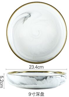 Phnom Penh Marmer Servies Keramische Plaat Thuis Plaat Servies Set Restaurant Decoratieve Servies Ronde Schalen en Borden Sets 23.4x5.2cm