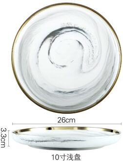 Phnom Penh Marmer Servies Keramische Plaat Thuis Plaat Servies Set Restaurant Decoratieve Servies Ronde Schalen en Borden Sets 26x3.3cm