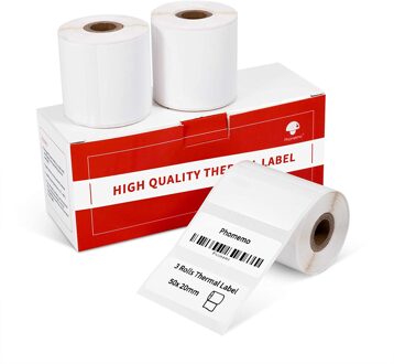 Phomemo 3 Rolls M110/M200 Thermische Papier Multifunctionele Vierkante Zelfklevende Label, zwart Op Wit Voor Phomemo Label Printer 50mm-20mm