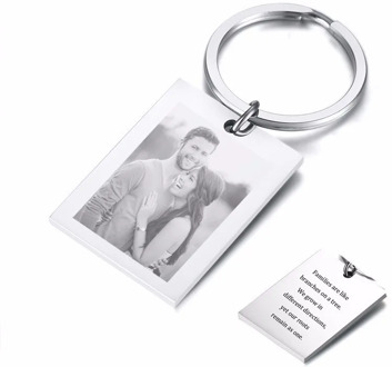 Photo Engraved Key Chain Personalized Dog Tag Keychain Optional Message on Back Groom Husband Boyfriend Gift for Him