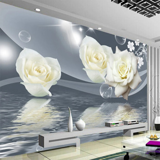 Photo Wallpaper 3D Stereo White Rose Flower Bubble Mural Wall Paper Living Room TV Sofa Backdrop Wall Cloth Home Decor Coverings