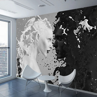 Photo Wallpaper Modern European Creative Milk Black White Couple 3D Mural Living Room Background Wall Cloth Creative Decoration