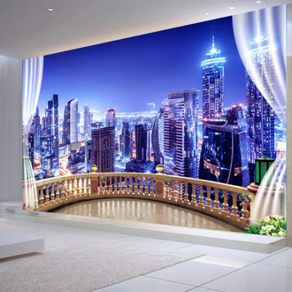 Photo Wallpapers 3D City Building Night Landscape Wall Cloth Living Room TV Sofa Background Home Decor 3D Wall Mural Painting