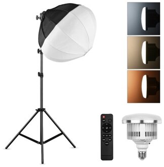 Photography Lantern Softbox Lighting Kit with 50cm/19.7inch Spherical Collapsible Softbox + 85W LED Light Bulb 3000K-6500K + Remote Control + 2M Metal Light Stand