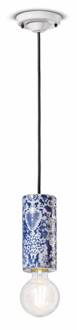 PI hanglamp, bloemenpatroon Ø 8 cm blauw/wit blauw, wit