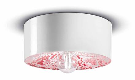PI plafondlamp, bloemenpatroon Ø 25 cm rood/wit rood, wit
