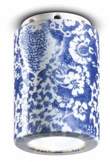 PI plafondlamp, bloemenpatroon, Ø 8,5 cm blauw/wit
