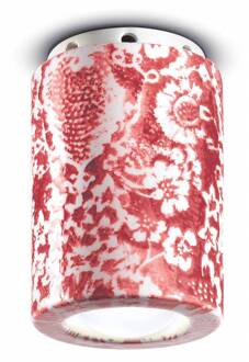 PI plafondlamp, bloemenpatroon, Ø 8,5 cm rood / wit