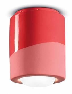 PI plafondlamp, cilindervormig, Ø 12,5 cm, rood