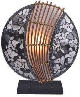 Pia tafellamp, rond bruin, zwart, wit