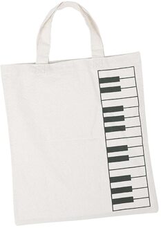 Piano Music Notes Katoen Schouder Draagtas Winkelen Handtas Voor Vrouwen Meisjes wit